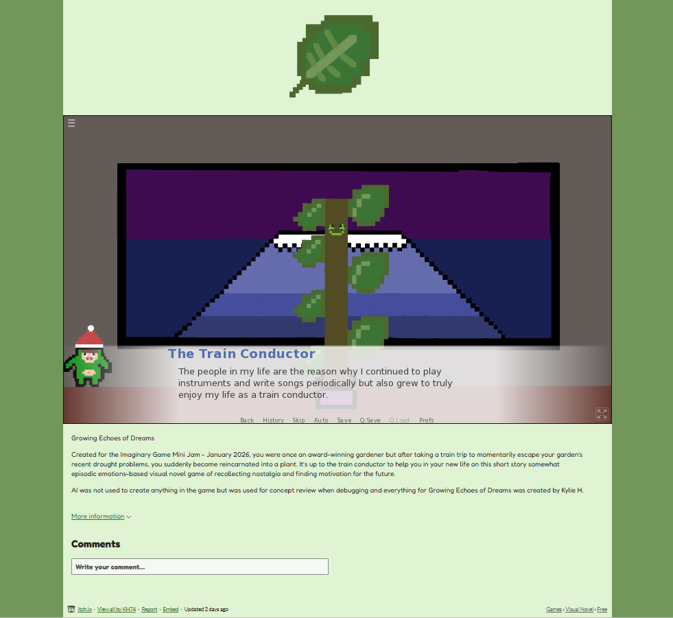 In-Browser Gameplay Example of Growing Echoes of Dreams